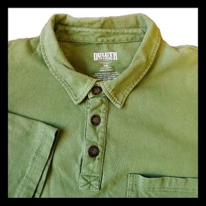 Duluth Trading Mens Green Polo Shirt Size 2XL Short Sleeve Long Tail Pocket